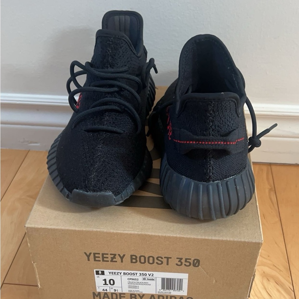 Yeezy Boost 350 Black/Red Sneaker, Men’s 10